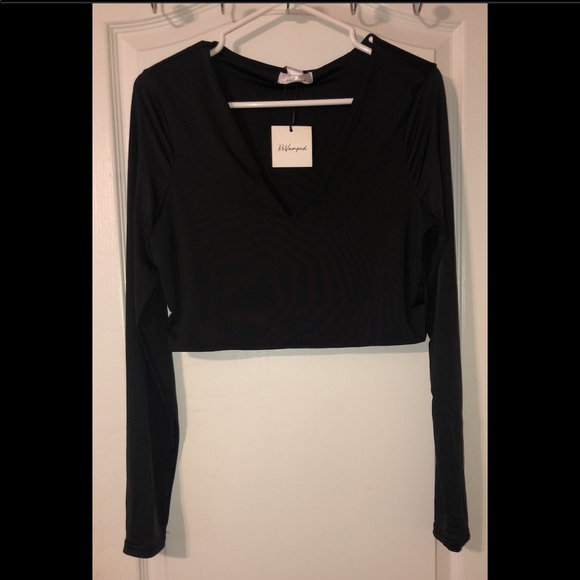 Long Sleeve Black Crop Top - Picture 2 of 3